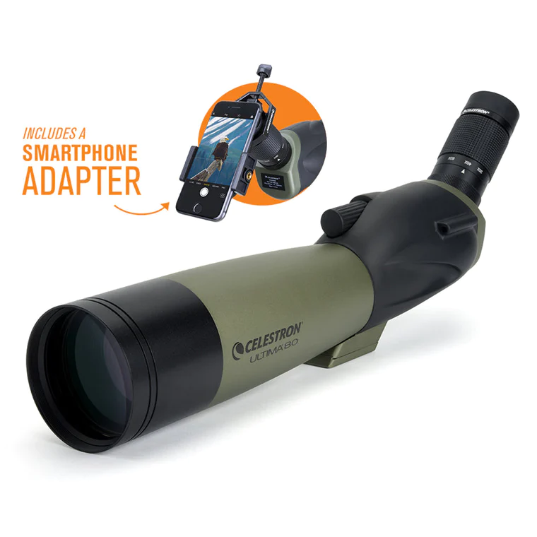 [CEL-52350] Ultima 20-60x80mm Angled Zoom Spotting Scope with Smartphone Adapter