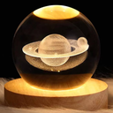Saturn Crystal Ball w/ LED Lamp Base